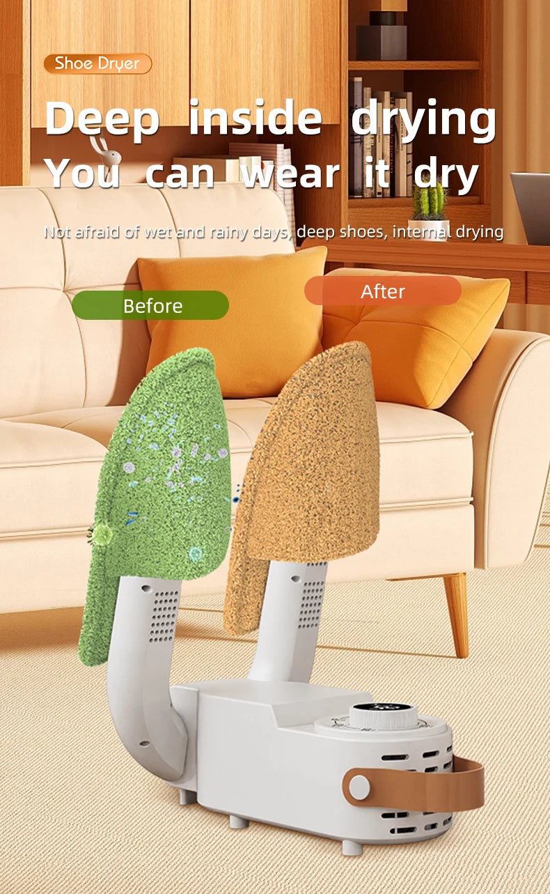 Household Shoe Warmer Heater Quick Drying Sterilizing Shoe Dryer-Intelligent Timer Shoe Dryer Adjustable Dryer