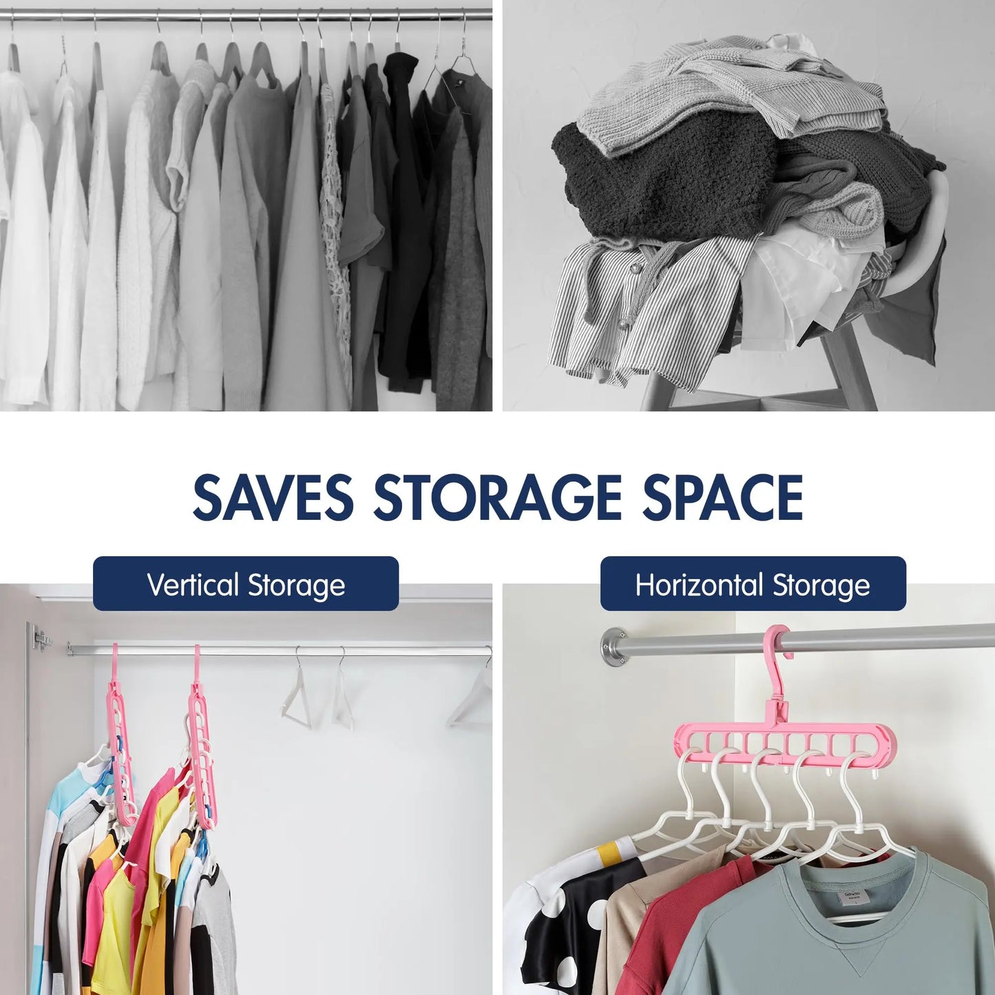 Plastic Hanger Organizer with 9 Holes for Closet - Multipurpose Essential Space Saver Organizers for Home, College Dorm Room