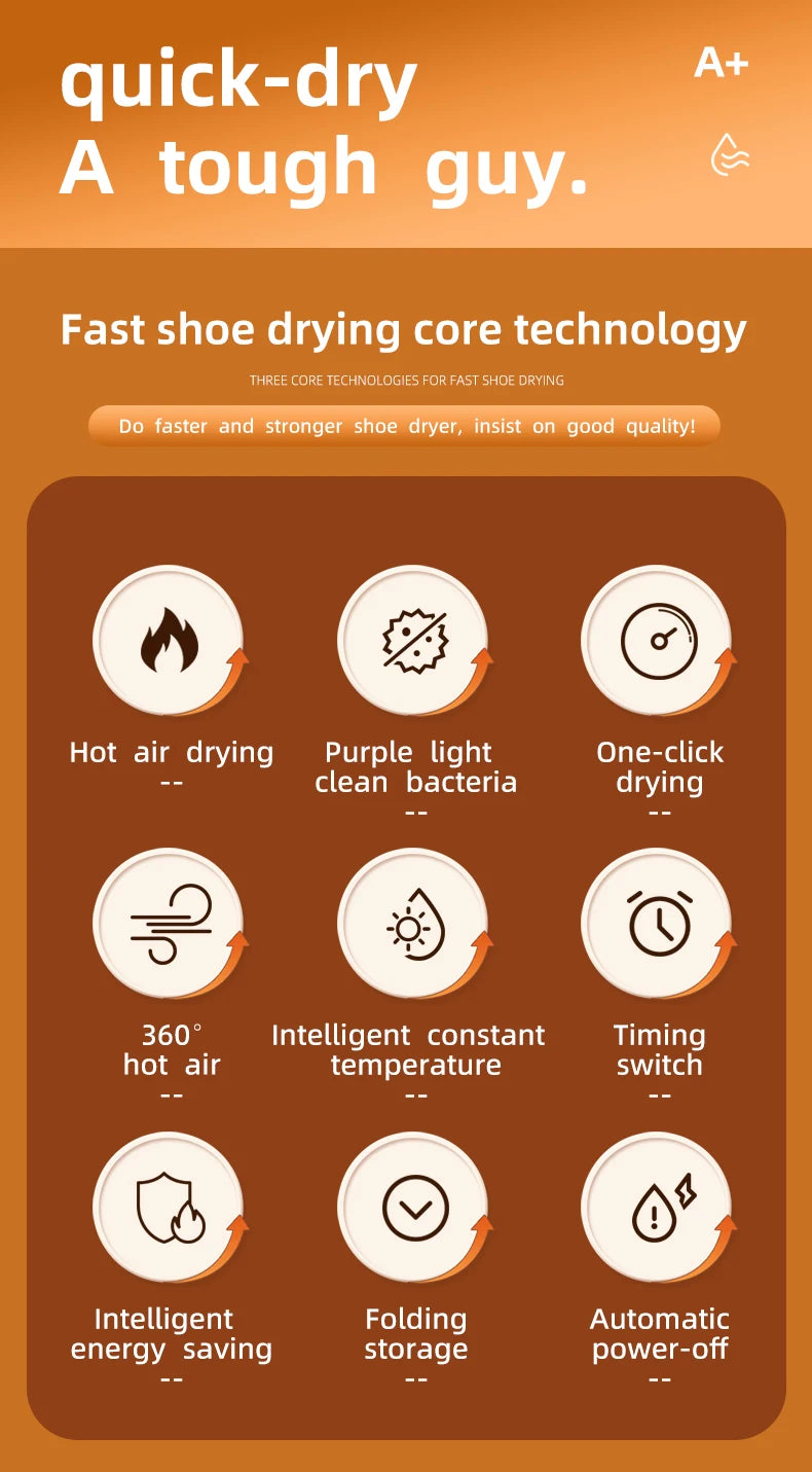 Household Shoe Warmer Heater Quick Drying Sterilizing Shoe Dryer-Intelligent Timer Shoe Dryer Adjustable Dryer