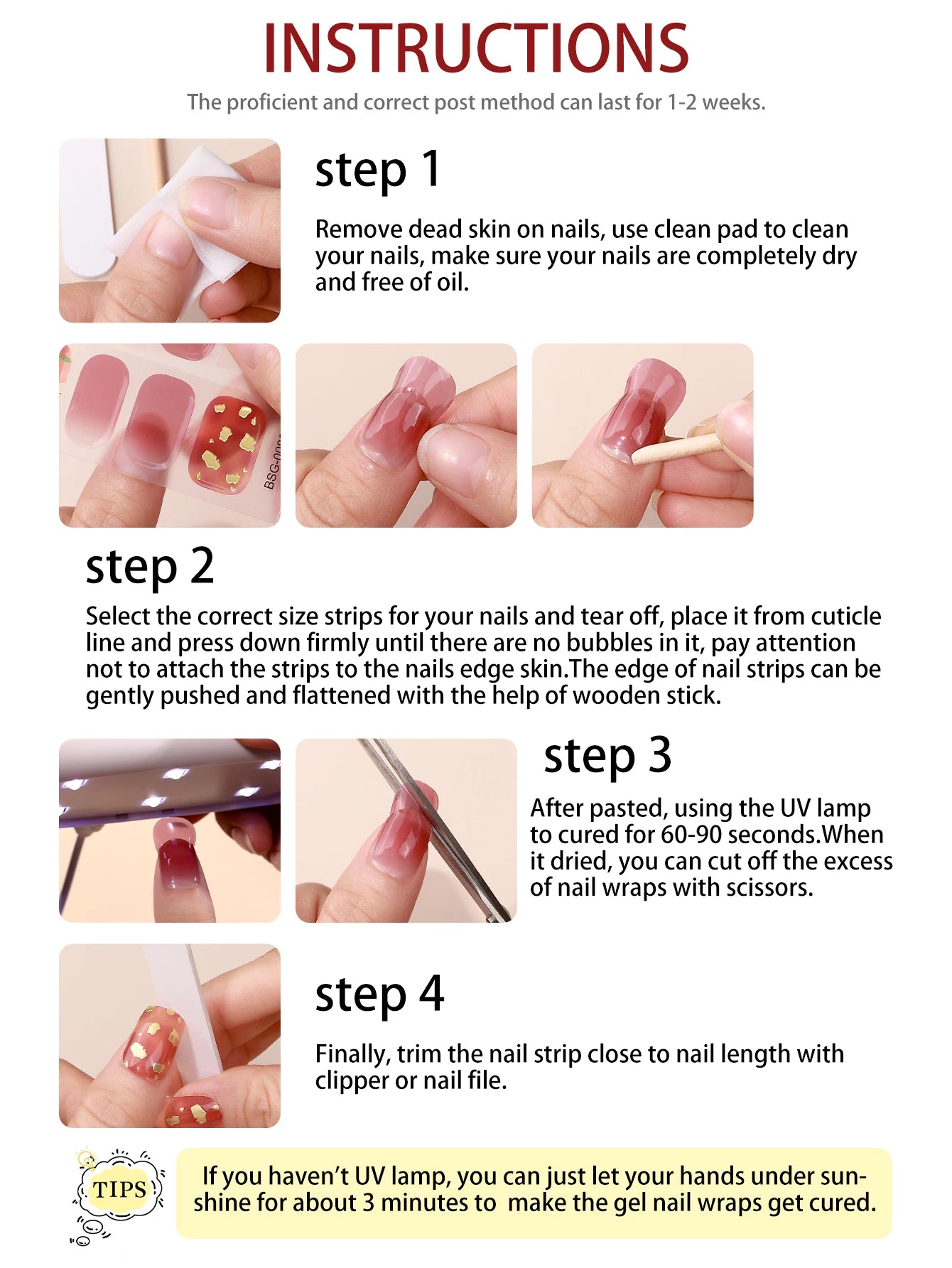 20 Tipps, halbgehärtete Gel-Nagelfolien, langlebige, vollständige Abdeckung, reine Farbe, Gel-Nagelaufkleber, wasserdichte Gel-Maniküre-Aufkleber, Dekoration