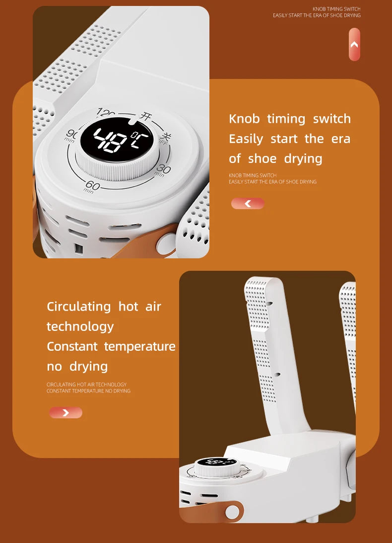 Household Shoe Warmer Heater Quick Drying Sterilizing Shoe Dryer-Intelligent Timer Shoe Dryer Adjustable Dryer