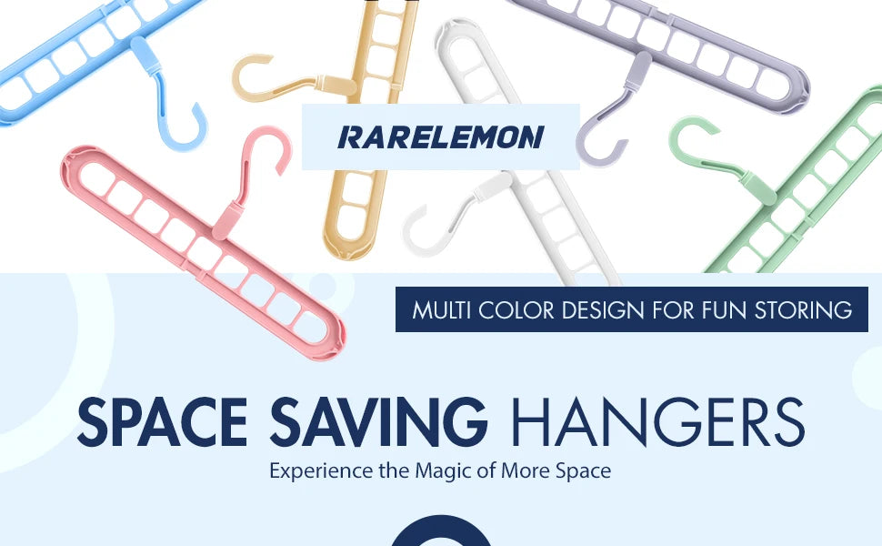 Plastic Hanger Organizer with 9 Holes for Closet - Multipurpose Essential Space Saver Organizers for Home, College Dorm Room
