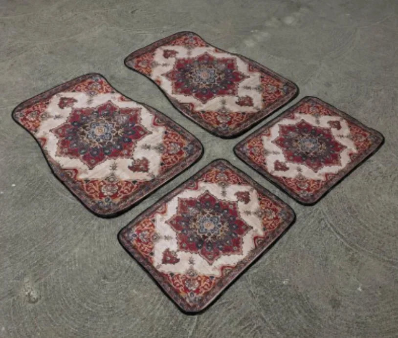 Car Universal Size Front Floor Mats Car Foot Mat Home Washable Carpet American Retro Soft Rug Non-slip Pad Cushion Easy Cleaning