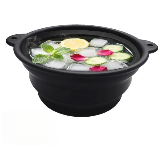 Portable Foldable Silicone Ice Basin With Built- In Ice Tray For Household Care Washing Ice Bath Facial Massage Bowl