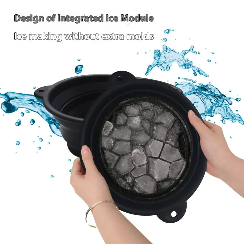 Portable Foldable Silicone Ice Basin With Built- In Ice Tray For Household Care Washing Ice Bath Facial Massage Bowl