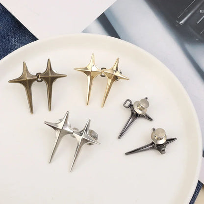 Adjustable Waist Cross Star Shape Jean Buttons- Metal Buttons Waist Tightener Clothing Pins Detachable
