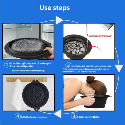 Portable Foldable Silicone Ice Basin With Built- In Ice Tray For Household Care Washing Ice Bath Facial Massage Bowl