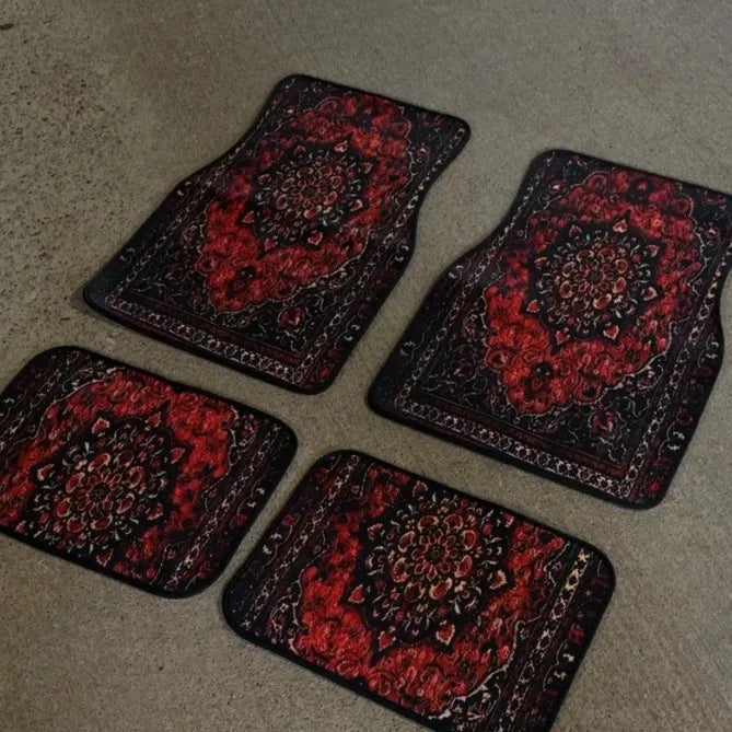 Car Universal Size Front Floor Mats Car Foot Mat Home Washable Carpet American Retro Soft Rug Non-slip Pad Cushion Easy Cleaning