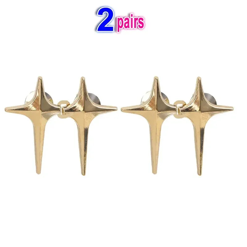 Adjustable Waist Cross Star Shape Jean Buttons- Metal Buttons Waist Tightener Clothing Pins Detachable