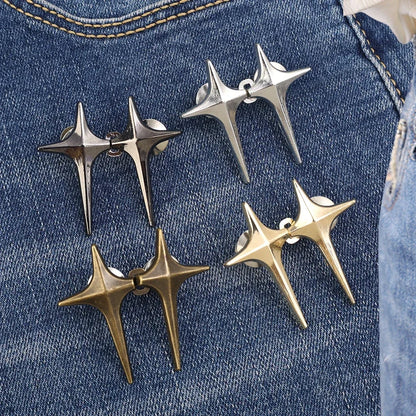 Adjustable Waist Cross Star Shape Jean Buttons- Metal Buttons Waist Tightener Clothing Pins Detachable