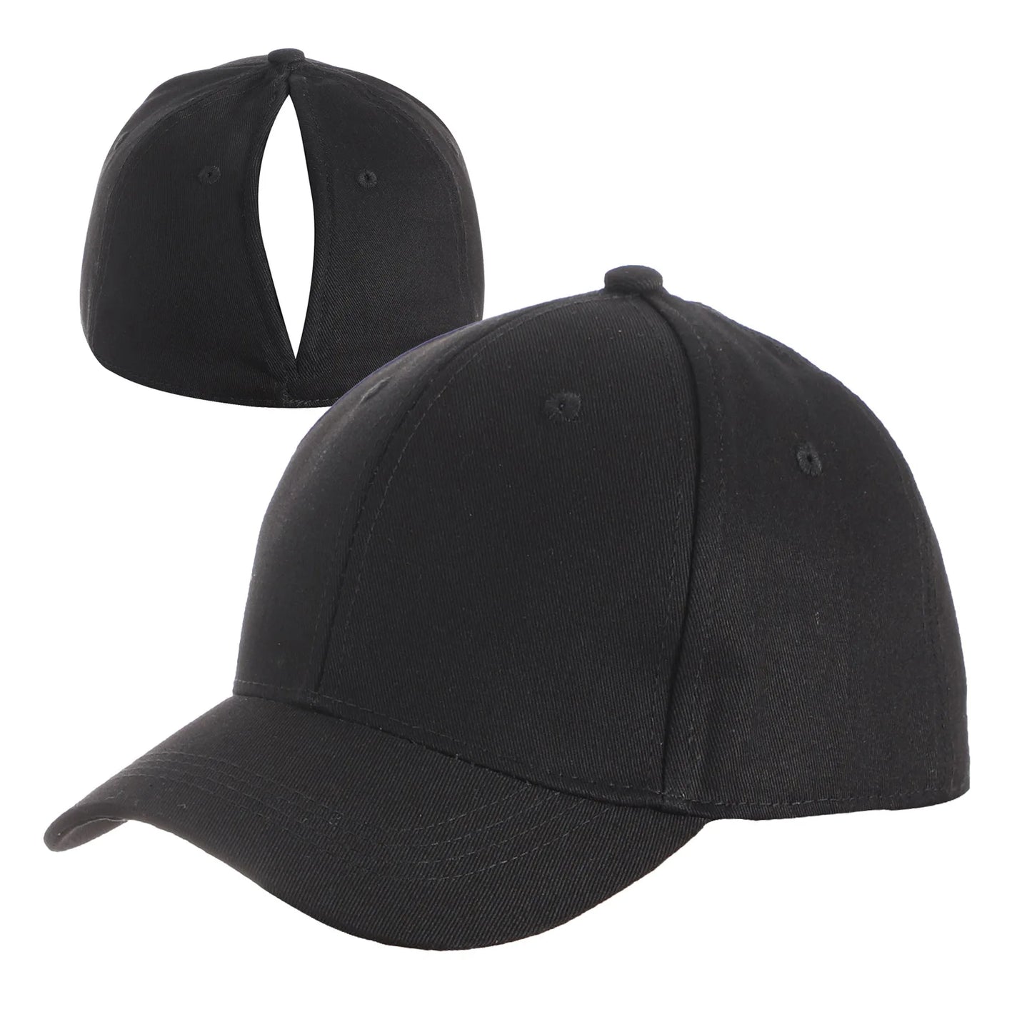 Fashion Simple Solid Color Back Magnetic Women's Cap Creative Design Shade Ponytail Convenient Sports Sun Hat Wholesale