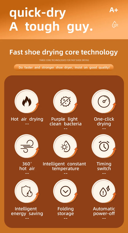 Household Shoe Warmer Heater Quick Drying Sterilizing Shoe Dryer-Intelligent Timer Shoe Dryer Adjustable Dryer