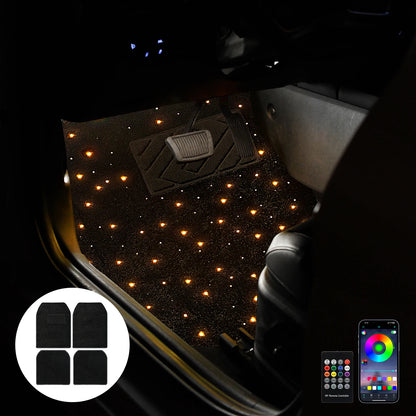 Waterproof Star Light Car LED Rugs With APP Remote & Fiber Optic Twinkle Stars Car Mats Control Light Effect