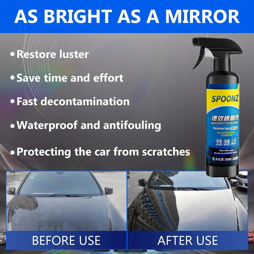 Car Coating Spray Quick Effect Coating Agent Quickly Coat Car Wax Scratch Polish Waterless Wash Oil Film Emulsion Glass Cleaner