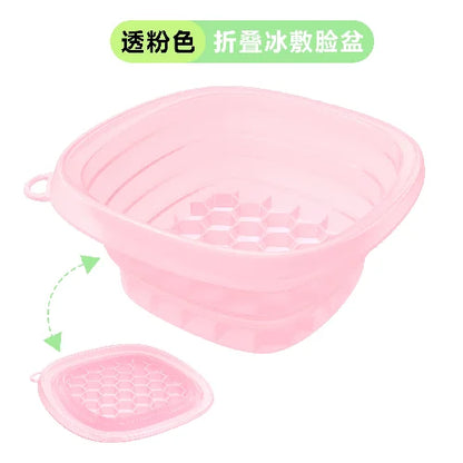 Portable Foldable Silicone Ice Basin With Built- In Ice Tray For Household Care Washing Ice Bath Facial Massage Bowl