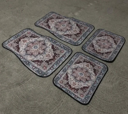 Car Universal Size Front Floor Mats Car Foot Mat Home Washable Carpet American Retro Soft Rug Non-slip Pad Cushion Easy Cleaning