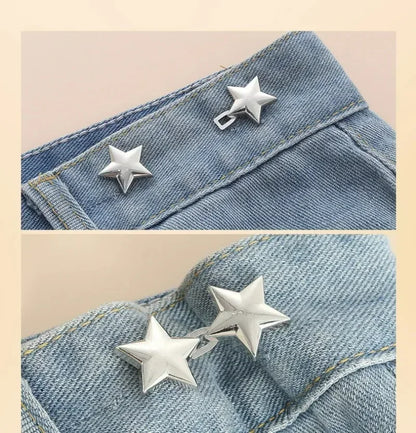 1/8set Tighten Waist Buckle Alloy Star Brooches Pins Clip Adjustable Snap Button Jeans Buttons Detachable Clothing Accessories