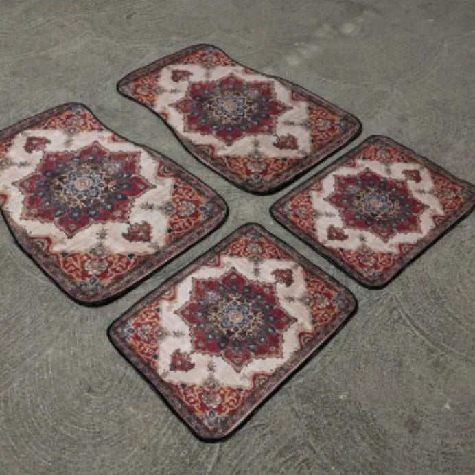 Car Universal Size Front Floor Mats Car Foot Mat Home Washable Carpet American Retro Soft Rug Non-slip Pad Cushion Easy Cleaning