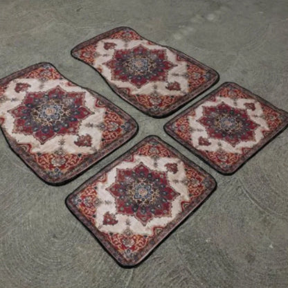 Car Universal Size Front Floor Mats Car Foot Mat Home Washable Carpet American Retro Soft Rug Non-slip Pad Cushion Easy Cleaning