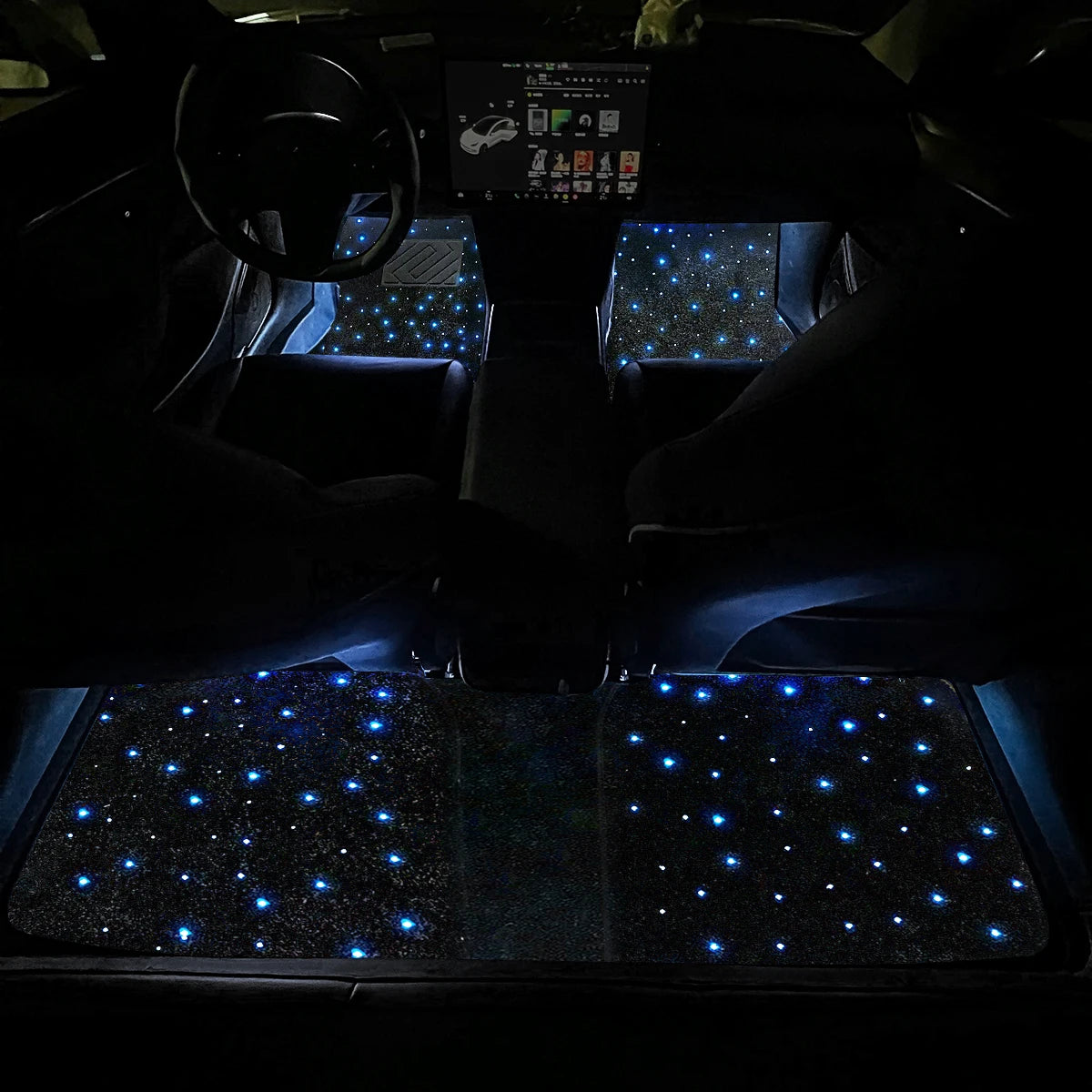 Waterproof Star Light Car LED Rugs With APP Remote & Fiber Optic Twinkle Stars Car Mats Control Light Effect