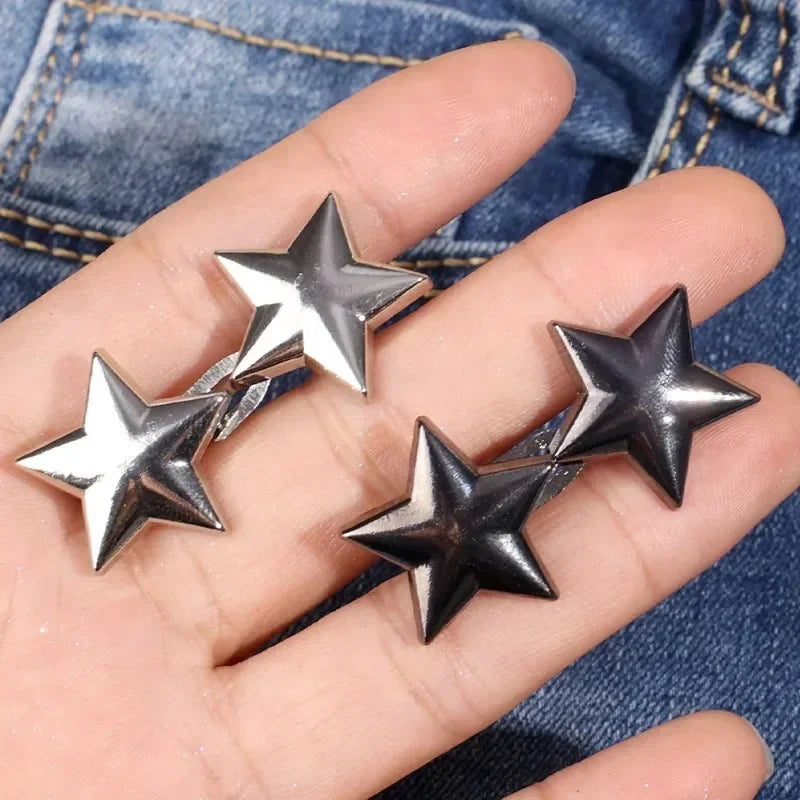 1/8set Tighten Waist Buckle Alloy Star Brooches Pins Clip Adjustable Snap Button Jeans Buttons Detachable Clothing Accessories