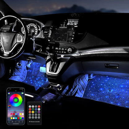 Waterproof Star Light Car LED Rugs With APP Remote & Fiber Optic Twinkle Stars Car Mats Control Light Effect