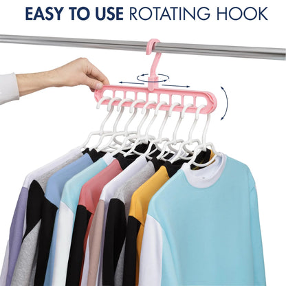 Plastic Hanger Organizer with 9 Holes for Closet - Multipurpose Essential Space Saver Organizers for Home, College Dorm Room