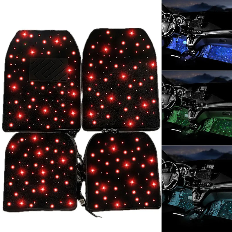 Waterproof Star Light Car LED Rugs With APP Remote & Fiber Optic Twinkle Stars Car Mats Control Light Effect