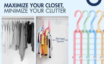 Plastic Hanger Organizer with 9 Holes for Closet - Multipurpose Essential Space Saver Organizers for Home, College Dorm Room
