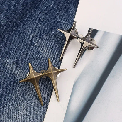 Adjustable Waist Cross Star Shape Jean Buttons- Metal Buttons Waist Tightener Clothing Pins Detachable