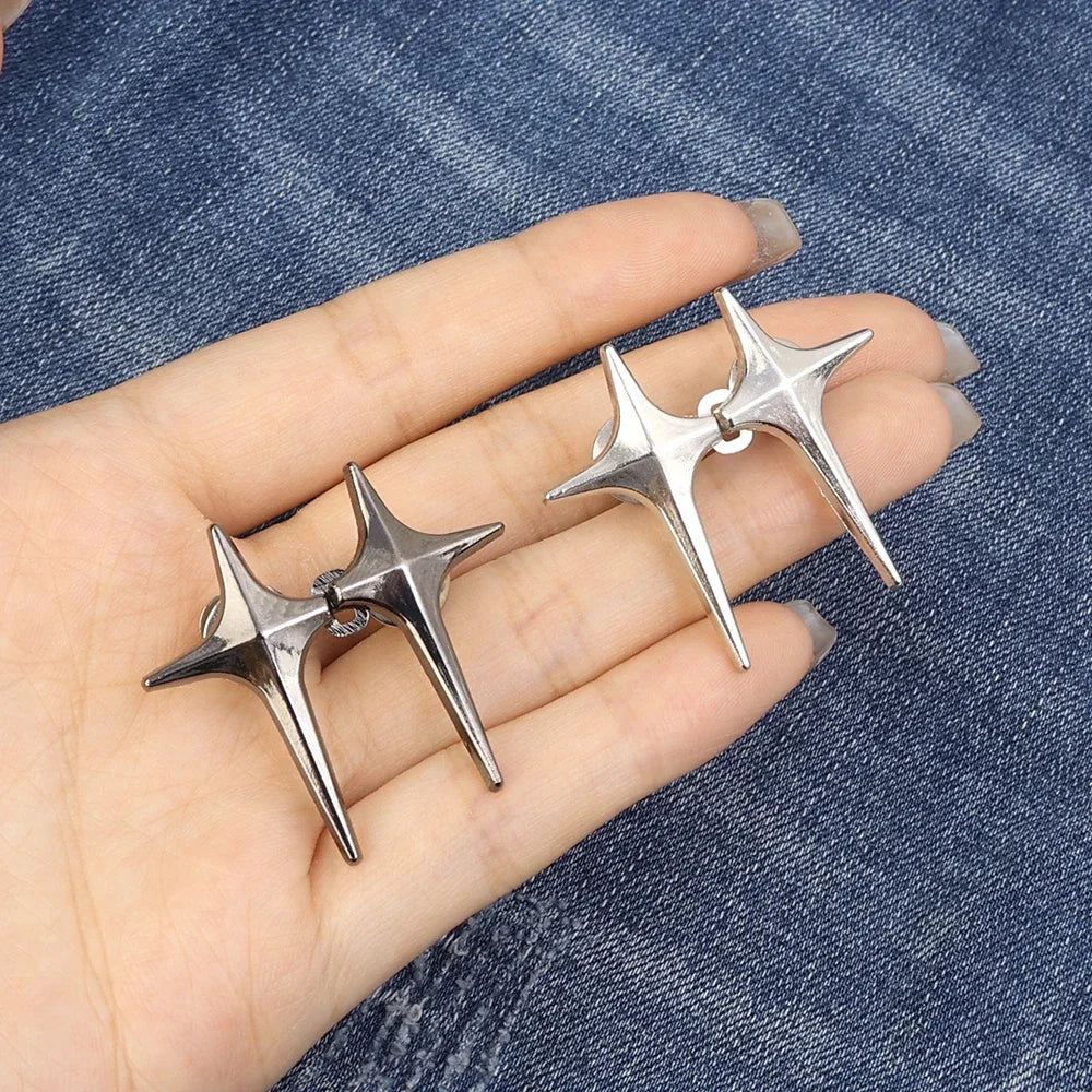 Adjustable Waist Cross Star Shape Jean Buttons- Metal Buttons Waist Tightener Clothing Pins Detachable
