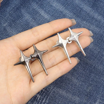 Adjustable Waist Cross Star Shape Jean Buttons- Metal Buttons Waist Tightener Clothing Pins Detachable