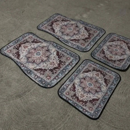 Car Universal Size Front Floor Mats Car Foot Mat Home Washable Carpet American Retro Soft Rug Non-slip Pad Cushion Easy Cleaning
