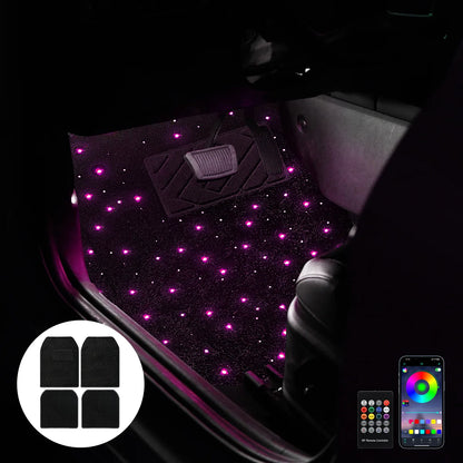 Waterproof Star Light Car LED Rugs With APP Remote & Fiber Optic Twinkle Stars Car Mats Control Light Effect