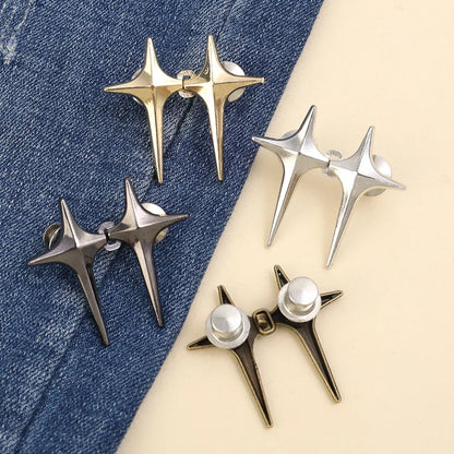 Adjustable Waist Cross Star Shape Jean Buttons- Metal Buttons Waist Tightener Clothing Pins Detachable