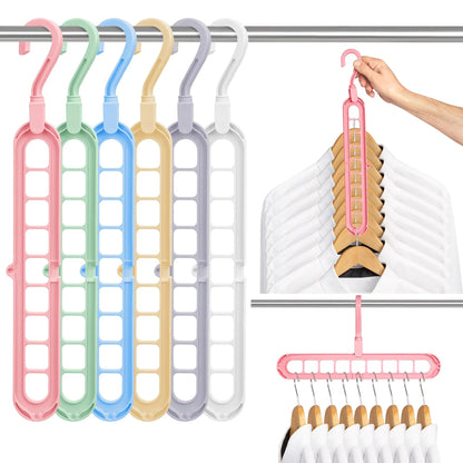 Plastic Hanger Organizer with 9 Holes for Closet - Multipurpose Essential Space Saver Organizers for Home, College Dorm Room