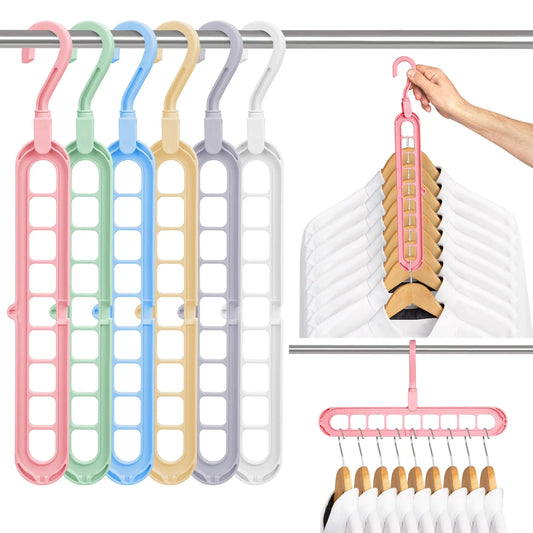 Plastic Hanger Organizer with 9 Holes for Closet - Multipurpose Essential Space Saver Organizers for Home, College Dorm Room