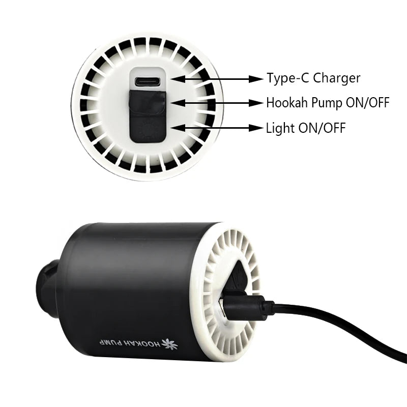 Hookah Pump Electronic Shisha Starter Rechargeable Battery USB Charging  LED Light Portable Smoking Chicha Cachimba Accessories