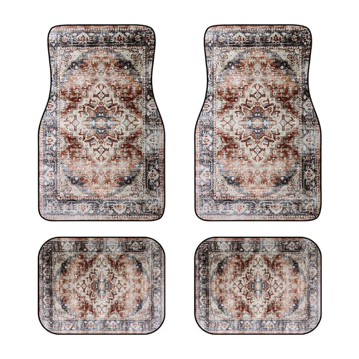 Car Universal Size Front Floor Mats Car Foot Mat Home Washable Carpet American Retro Soft Rug Non-slip Pad Cushion Easy Cleaning